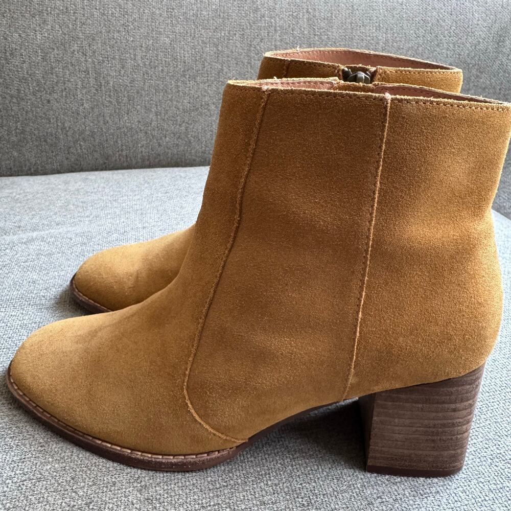 Madewell Chelsea Boot Lather Brown Tan Suede Block Heel Women’s Sz 8.5 - Picture 10 of 12